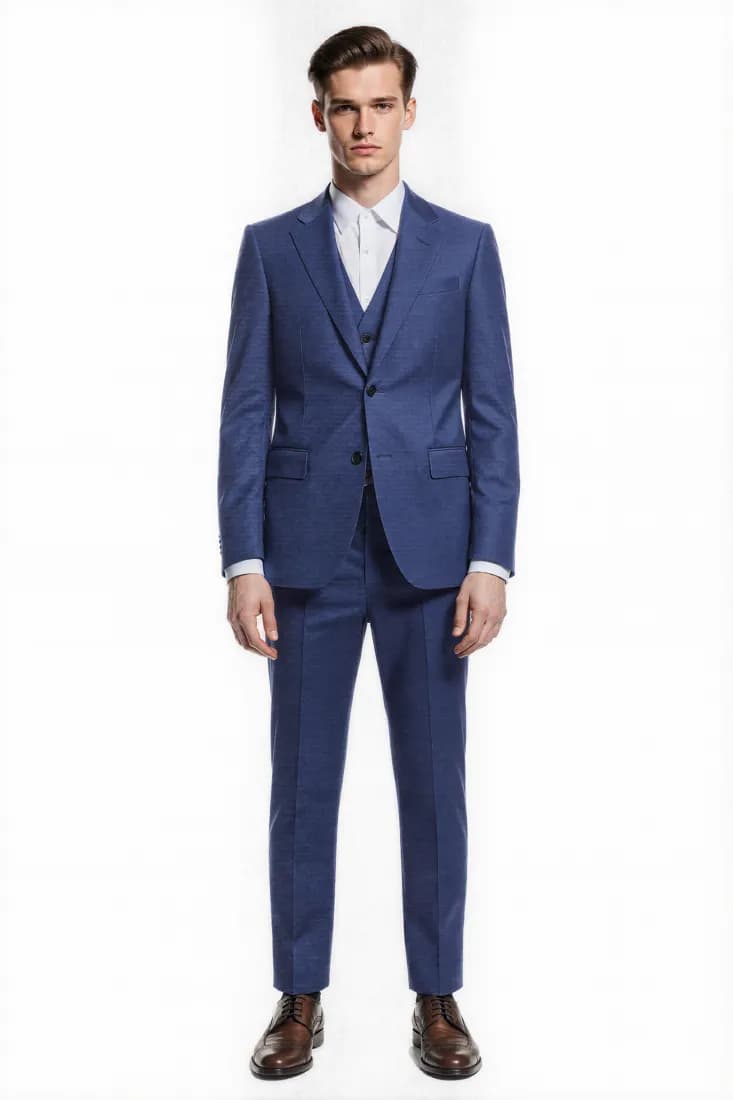Blue Twill Wool Suit