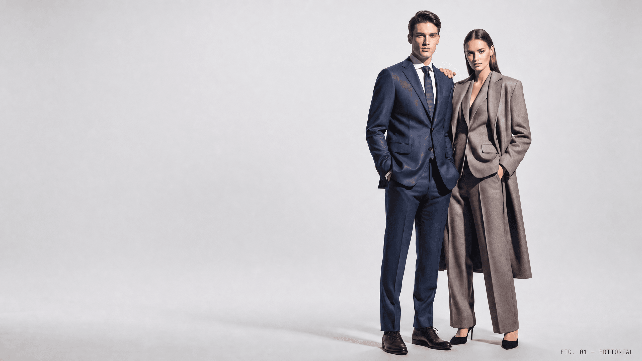 Man and woman in tailored wool — The Executive Collection