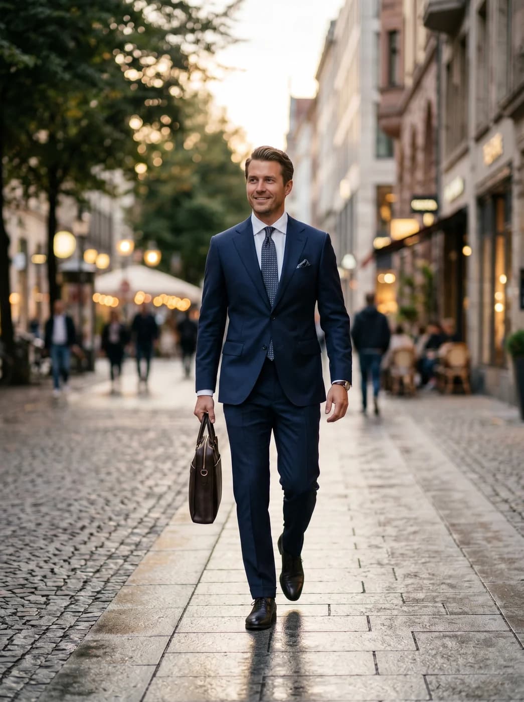Man wearing a tailored navy suit