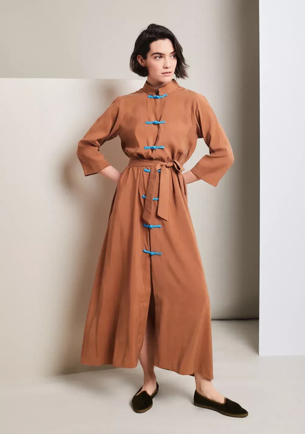 FILIPPA KAFTAN DRESS IN Brown Cupro