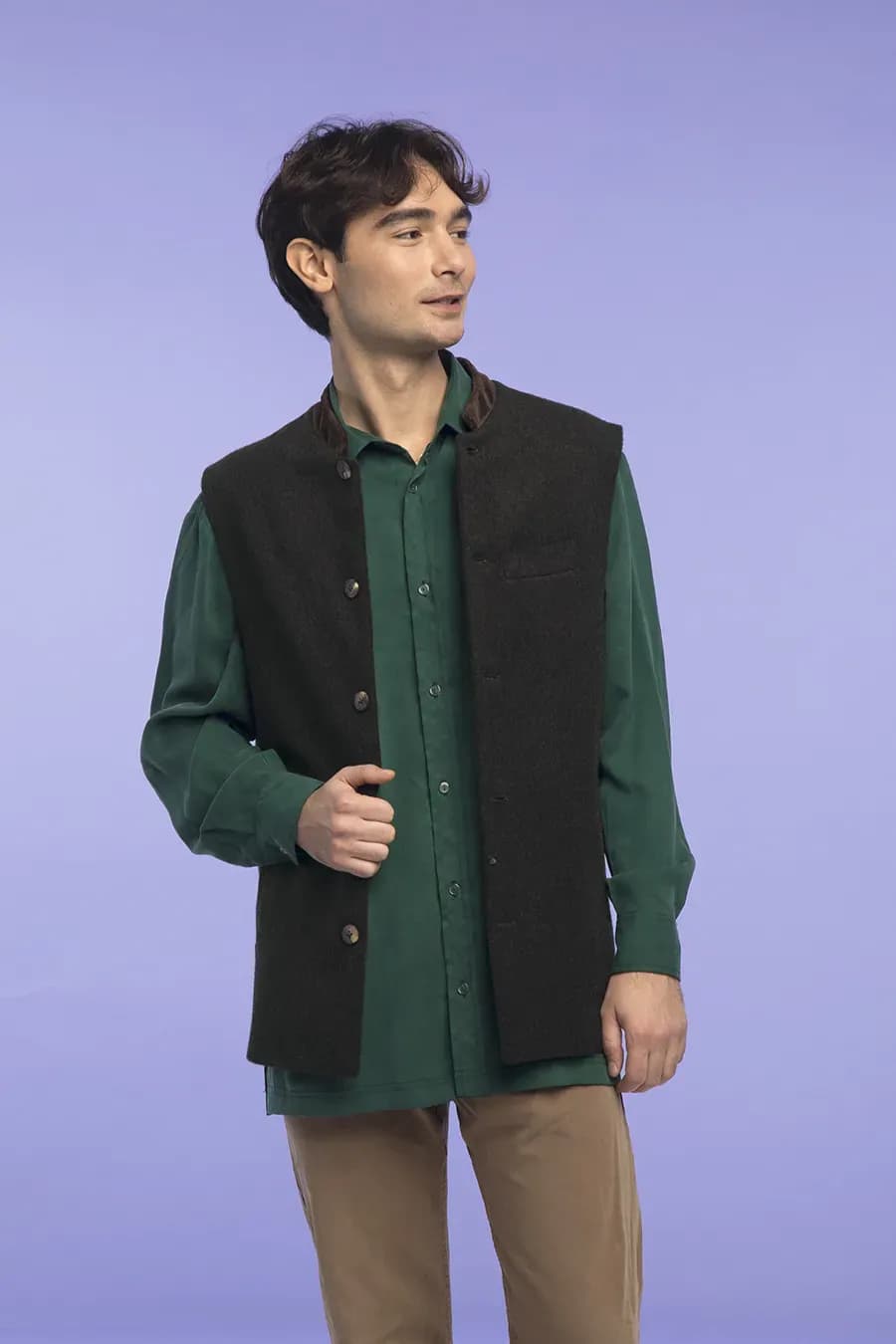 OTTAVIANO | Loden & Velvet details gilet